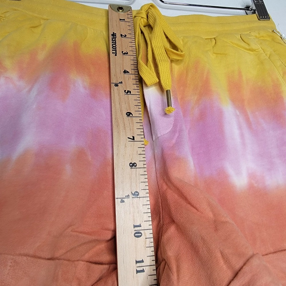 YOUNG FABULOUS BROKE Shorts Parker Tie Dye Cotton High Rise Yellow Women Medium - Picture 10 of 12